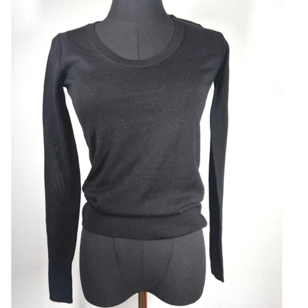Everlane Womens XS Black Scoop‎ Neck Long Sleeve Fine Knit Sweater 96% wool